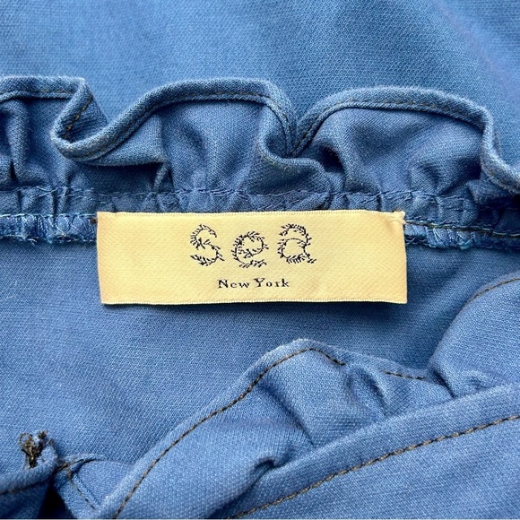 Sea New York Royal Blue Ruffle Corset Bustier Milkmaid Zip Front Midi Dress S - Picture 14 of 15